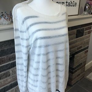Eileen Fisher Navy and White Stripe Sweater Size L
